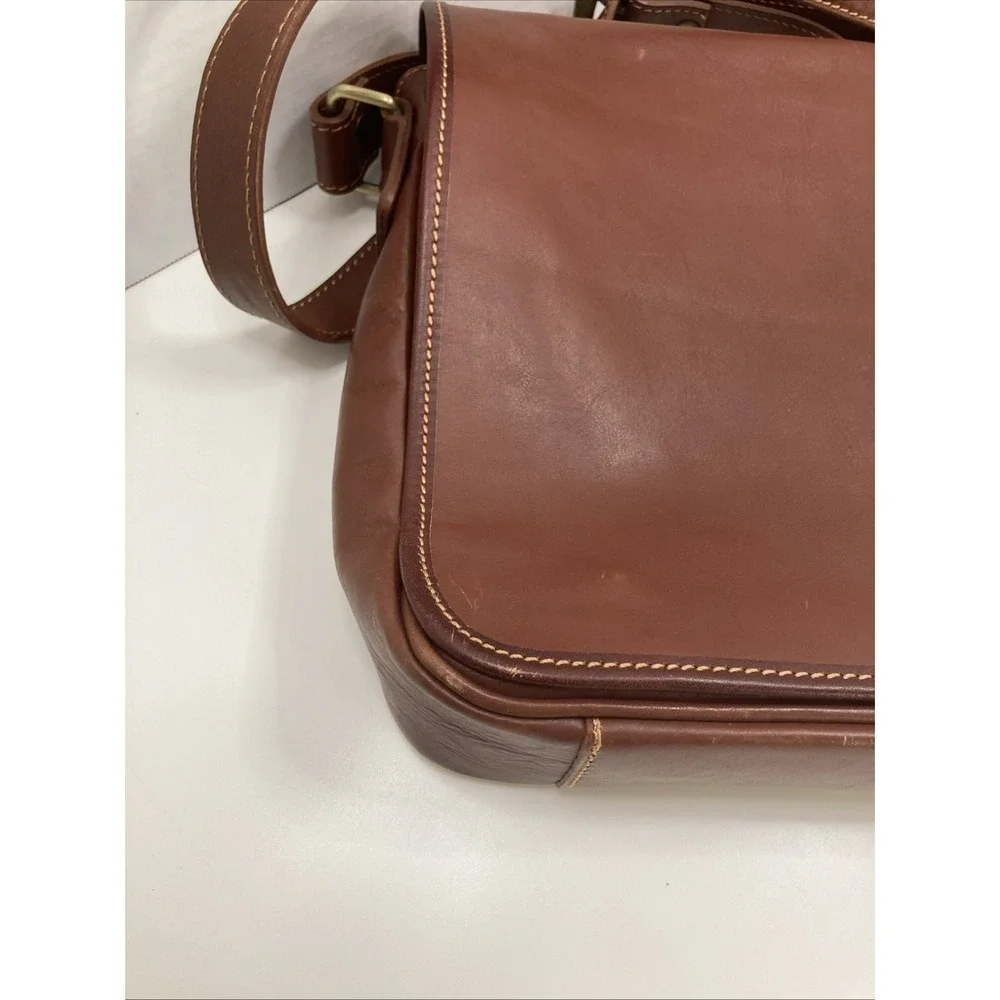 Vtg Italian Leather Messenger‎ Bag Crossbody Purse Commuter Handmade in Italy